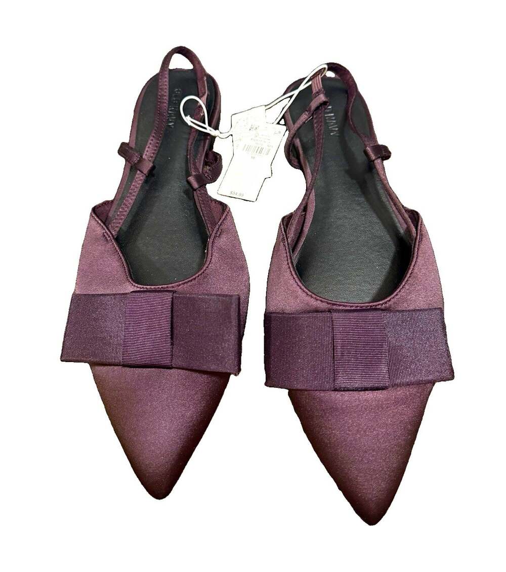 Old Navy Women’s Purple Satin Slingback Pointed Toe Flats Bow Size 10